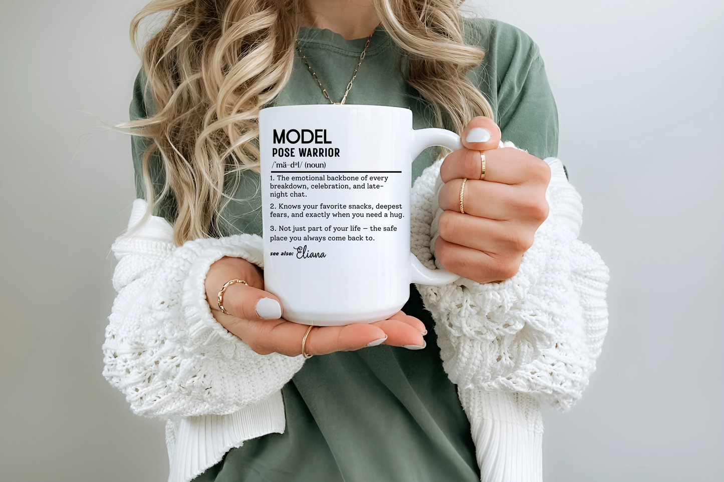 Model Dictionary Mug, Funny Pose Warrior Mug Gift, Personalized Runway Star Coffee Cup, Colorful Mugs (11oz, 15oz)