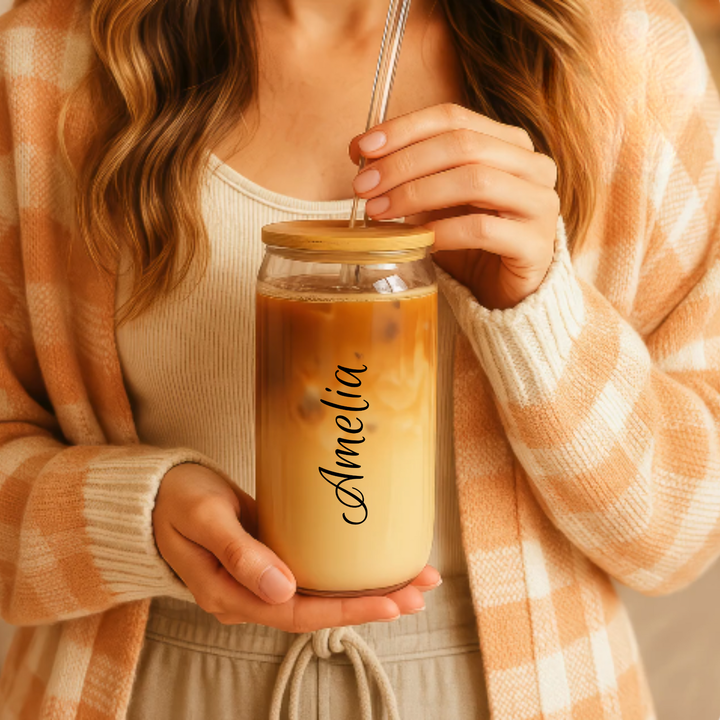 Personalized Glass Sipper, Custom Name Tumbler, Bridesmaids Gifts, Wedding Proposal Cup, 16oz Coffee Glass