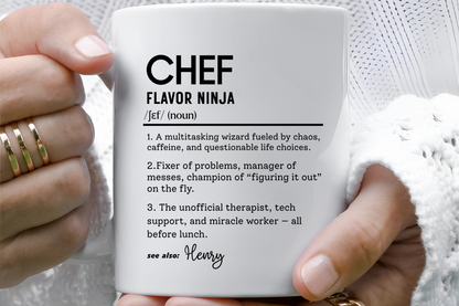 Funny Chef Mug, Custom Culinary Gift, Personalized Cooking Mug, Kitchen Humor Cup, Foodie Definition Mug, Colorful Mugs (11oz, 15oz)
