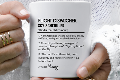 Custom Flight Dispatcher Mug, Funny Aviation Gift, Dispatcher Dictionary Mug, Personalized Pilot Mug, Airport Crew Coffee Cup