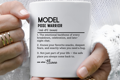Model Dictionary Mug, Funny Pose Warrior Mug Gift, Personalized Runway Star Coffee Cup, Colorful Mugs (11oz, 15oz)