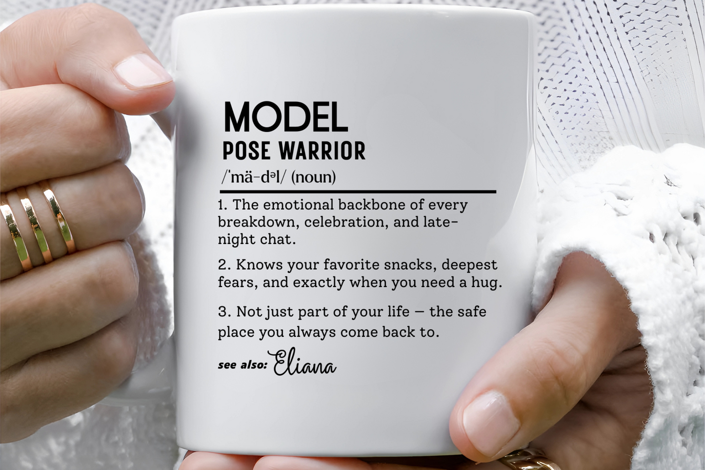 Model Dictionary Mug, Funny Pose Warrior Mug Gift, Personalized Runway Star Coffee Cup, Colorful Mugs (11oz, 15oz)