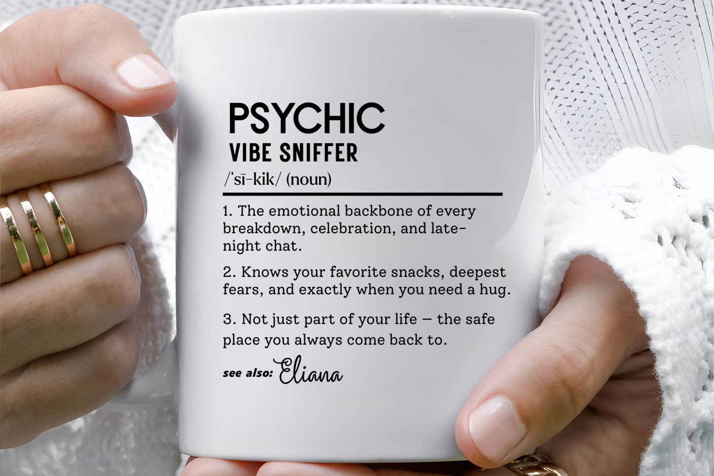 Custom Psychic Dictionary Mug, Funny Vibe Sniffer Coffee Mug, Spiritual Gift for Intuitive Souls, Colorful Mugs 11oz 15oz