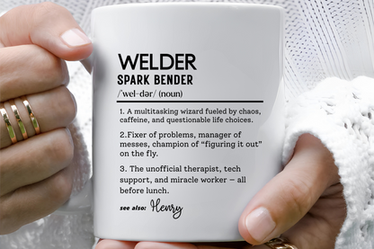 Custom Welder Mug, Spark Bender Dictionary Mug, Funny Welding Gift, Personalized Coffee Cup for Welders, Colorful Mugs 11oz 15oz