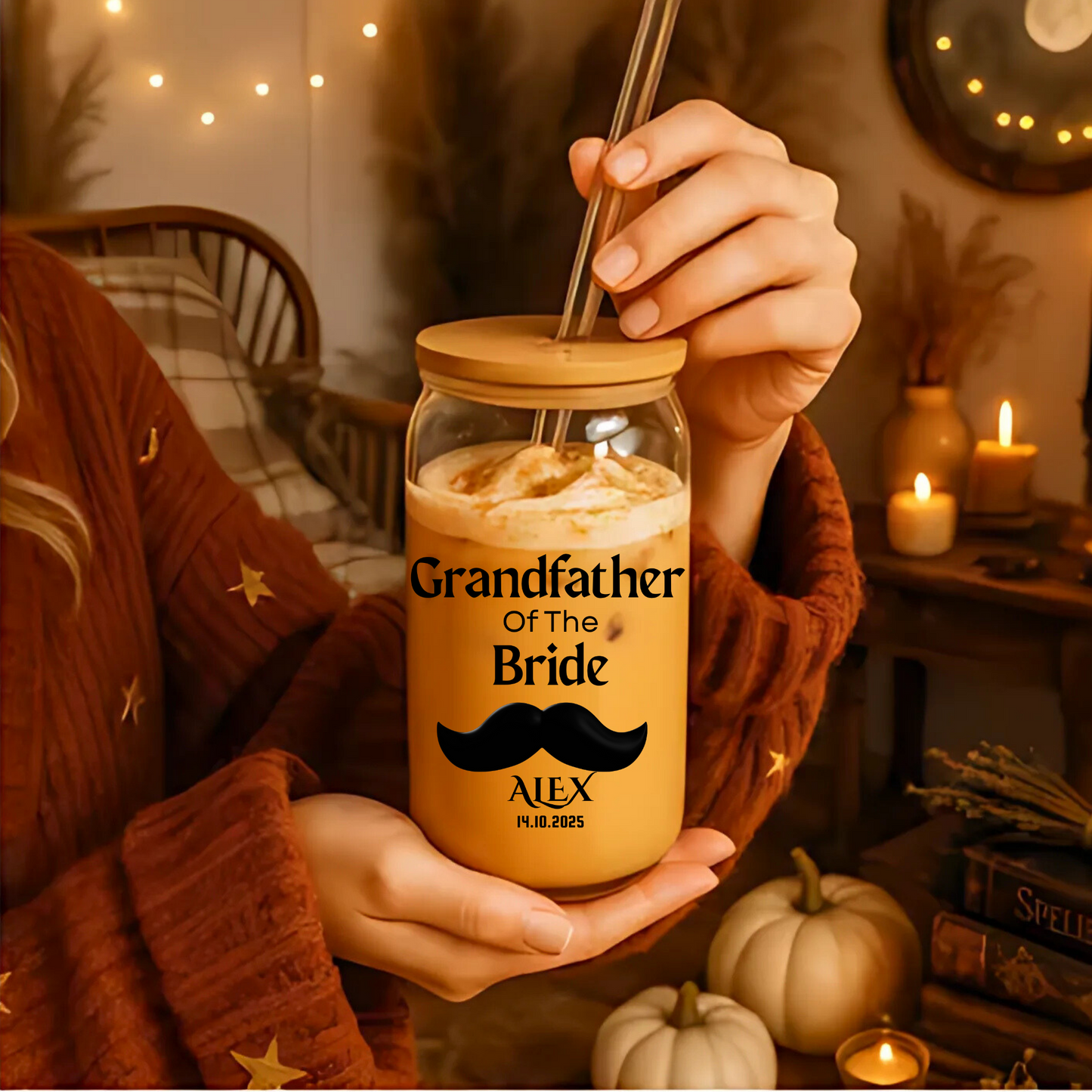 Grandfather of the Bride Sipper, Personalized Wedding Gift, Custom Grandpa Sipper, Bride Grandfather Gift, Wedding Keepsake, 16oz Cup