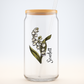Sipper Glass, 16oz - Lily May Birth Flower, Floral Drinking Cup for Birthday Gift, Botanical Decor, Personalized Glassware, Unique Present,