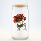 Sipper Glass, August Birth Flower, Poppy Floral Design, 16oz Drinkware, Birthday Gift, Coffee Mug, Tea Cup, Home Decor, Kitchenware