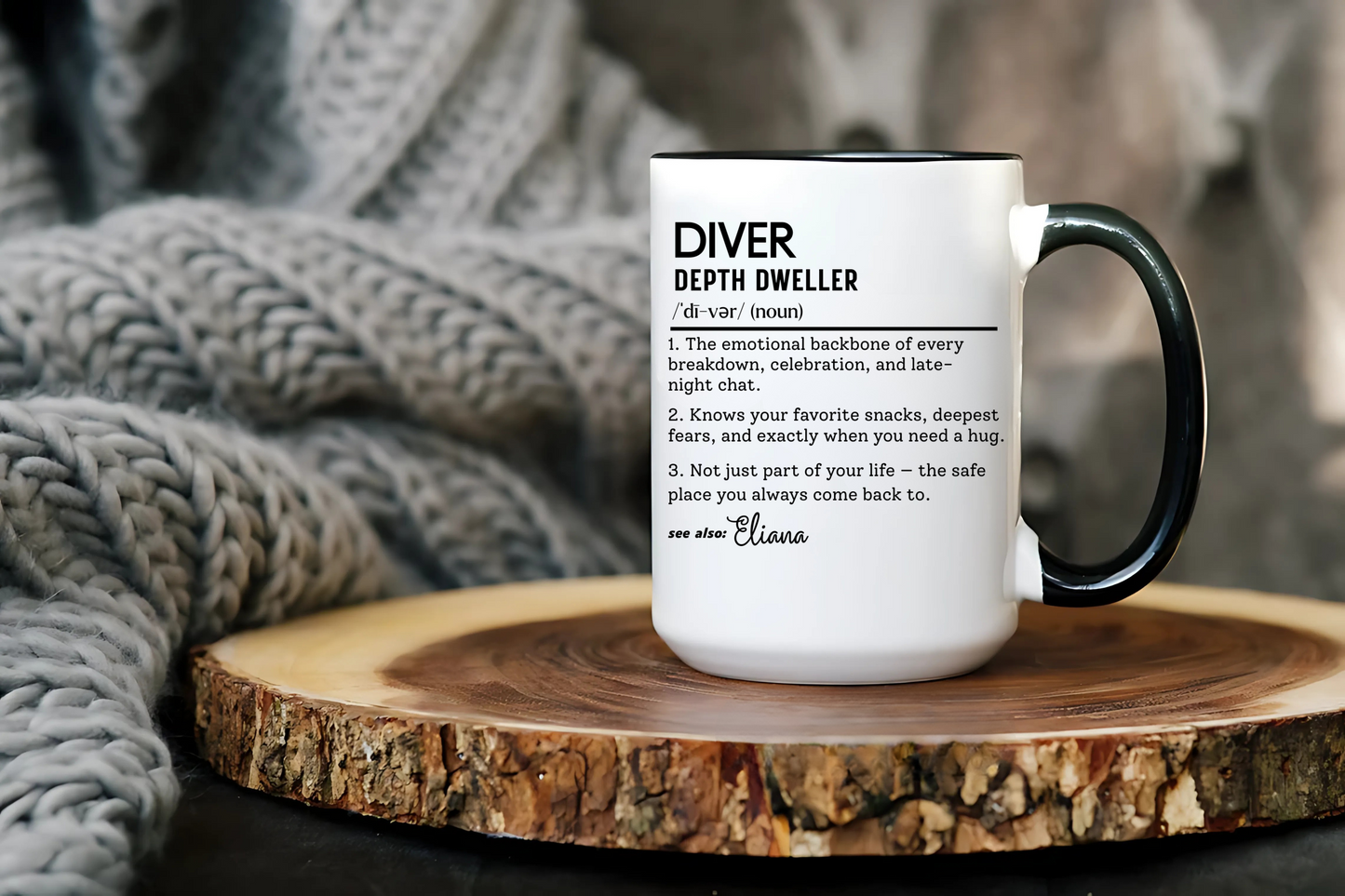 Diver Dictionary Mug, Funny Depth Dweller Coffee Cup, Custom Ocean Lover Mug Gift, Colorful Mugs (11oz, 15oz), Scuba Diver Gift