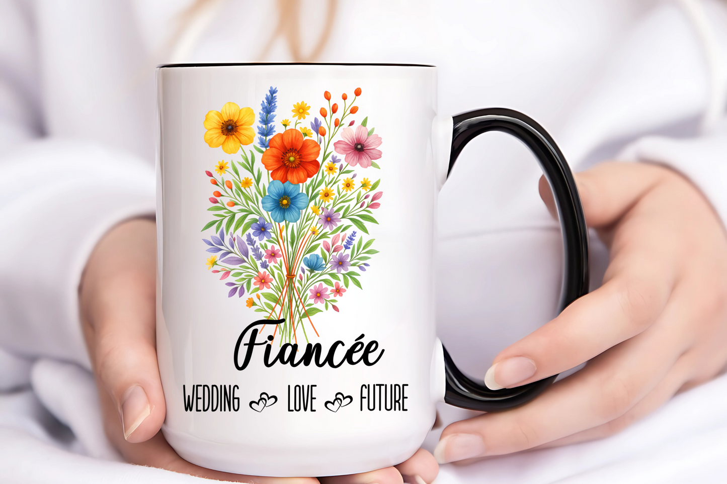 Fiancee Mug 11oz 15oz Custom Coffee Cup Engagement Gift for Her Future Bride Present Personalized Ceramic Mug for Wedding or Proposal