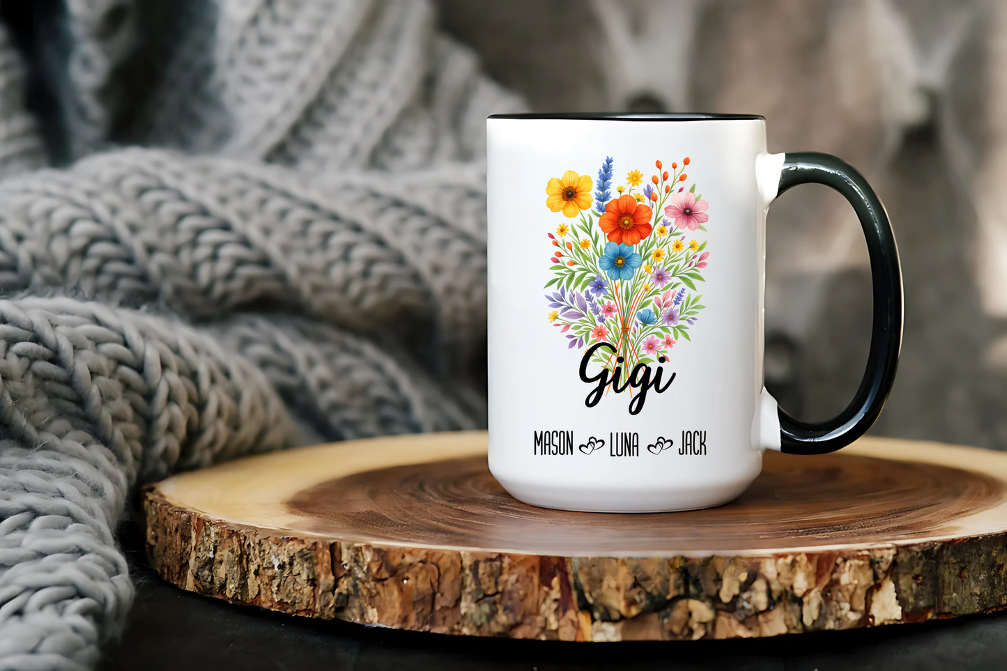 Gigi Mug 11oz 15oz Custom Coffee Cup Gift for Grandma Birthday or Mothers Day Personalized Ceramic Mug for Her from Grandkids