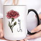 January Birth Flower Carnation Mug 11oz 15oz Personalized Floral Coffee Cup Birthday Gift for Her Ceramic Flower Name Custom Mug