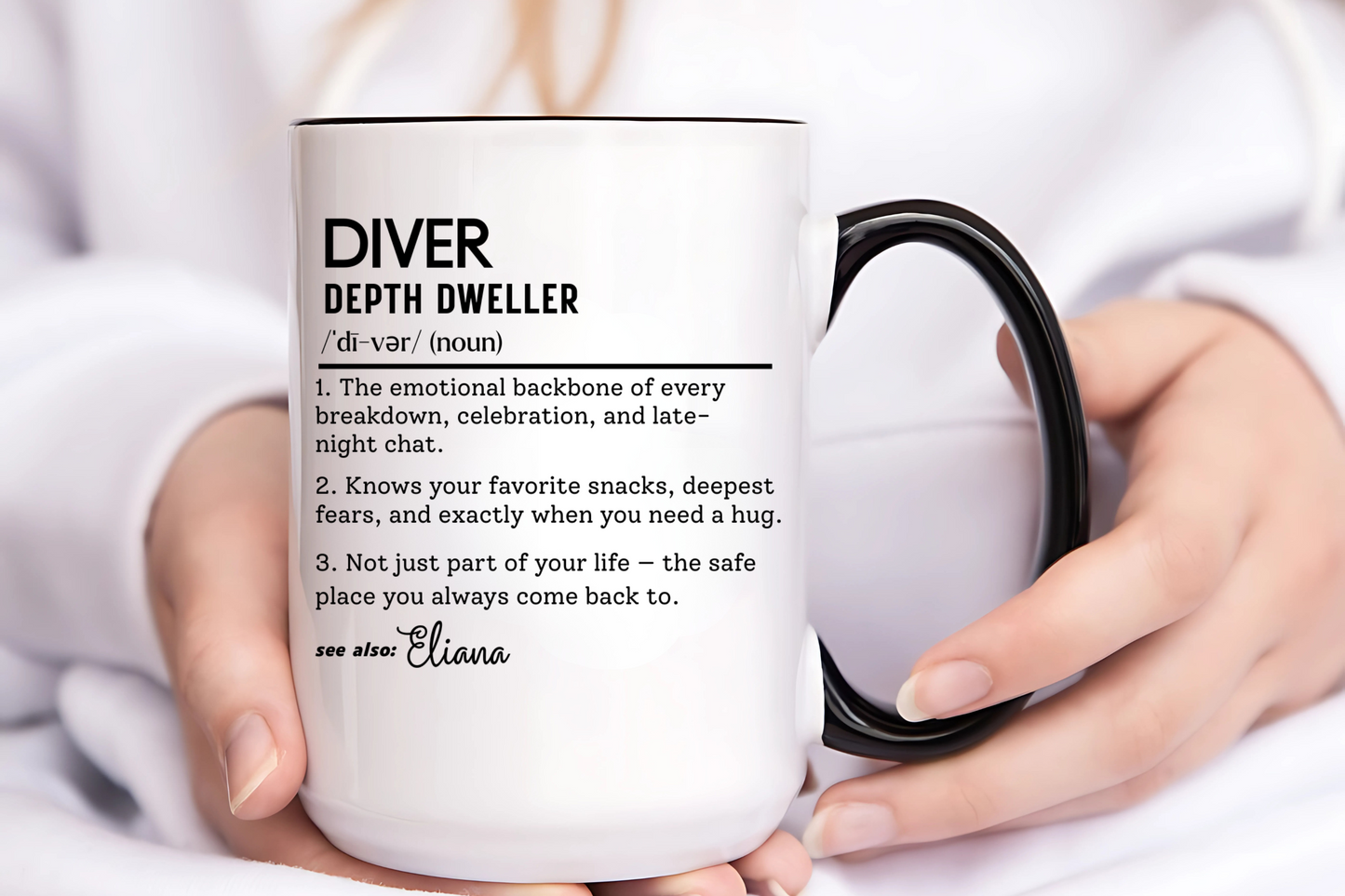 Diver Dictionary Mug, Funny Depth Dweller Coffee Cup, Custom Ocean Lover Mug Gift, Colorful Mugs (11oz, 15oz), Scuba Diver Gift