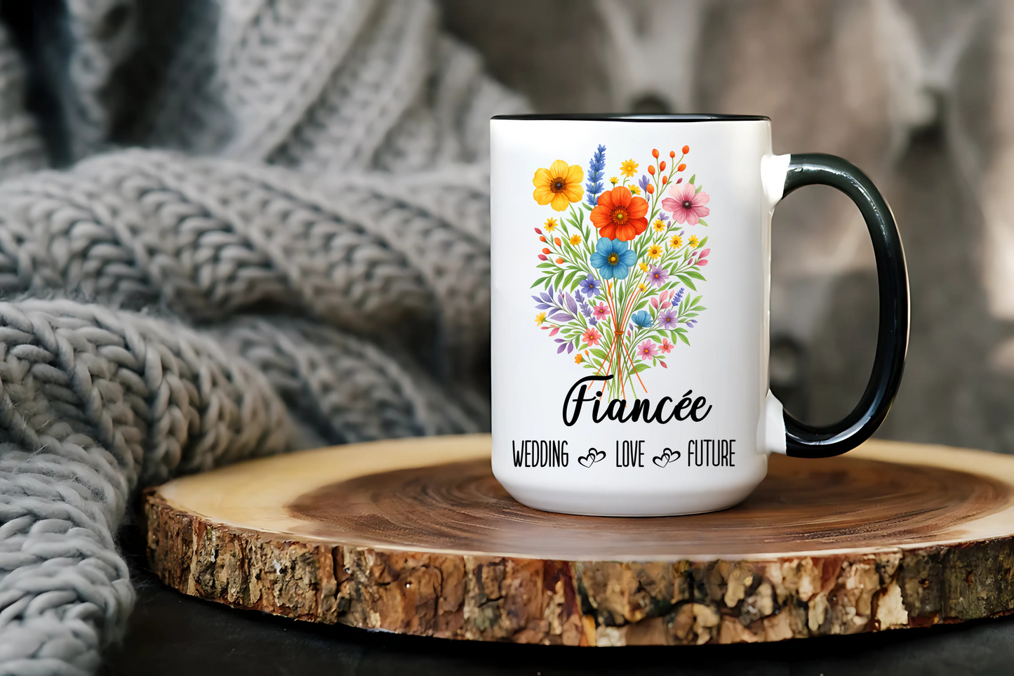 Fiancee Mug 11oz 15oz Custom Coffee Cup Engagement Gift for Her Future Bride Present Personalized Ceramic Mug for Wedding or Proposal