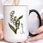 May Birth Flower Lily Mug 11oz 15oz Personalized Floral Coffee Cup Birthday Gift for Her Custom Ceramic Flower Name Mug