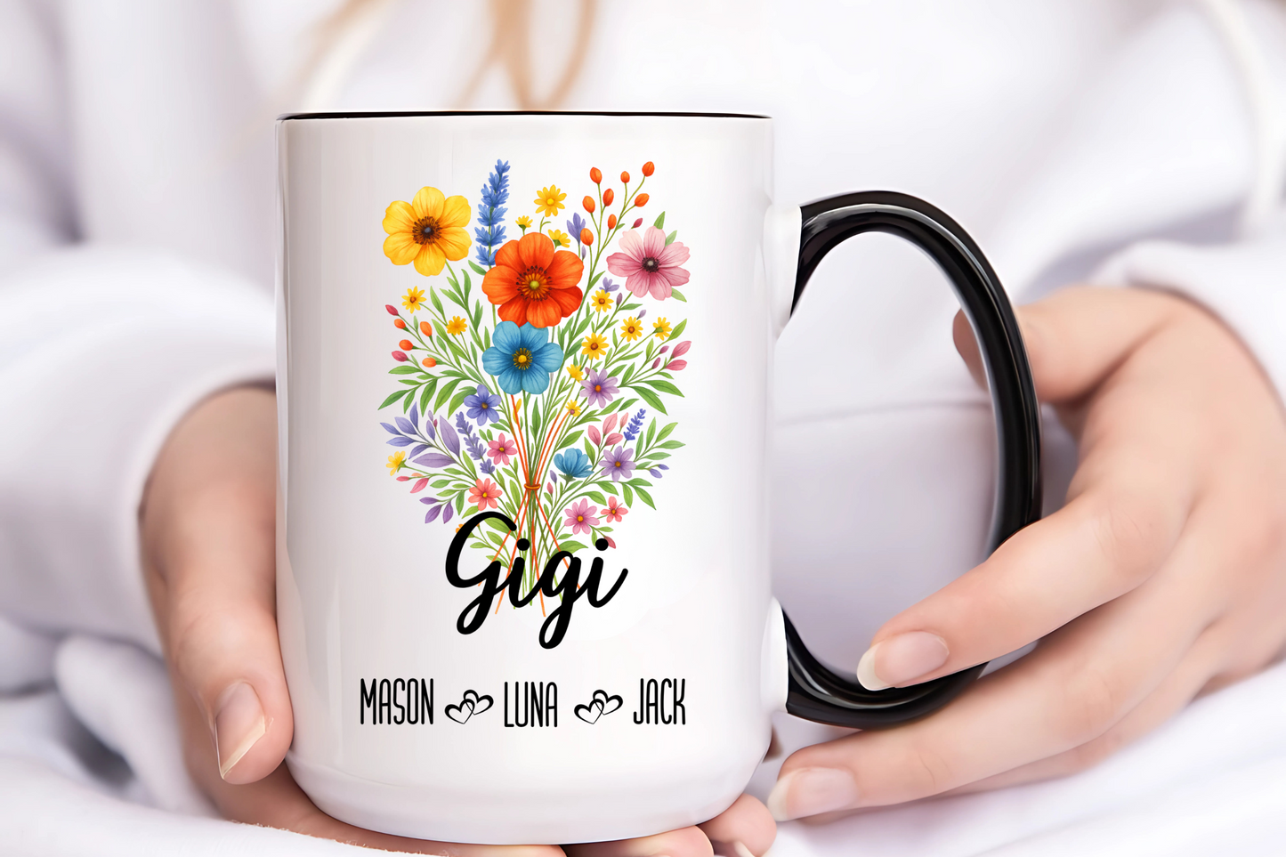 Gigi Mug 11oz 15oz Custom Coffee Cup Gift for Grandma Birthday or Mothers Day Personalized Ceramic Mug for Her from Grandkids