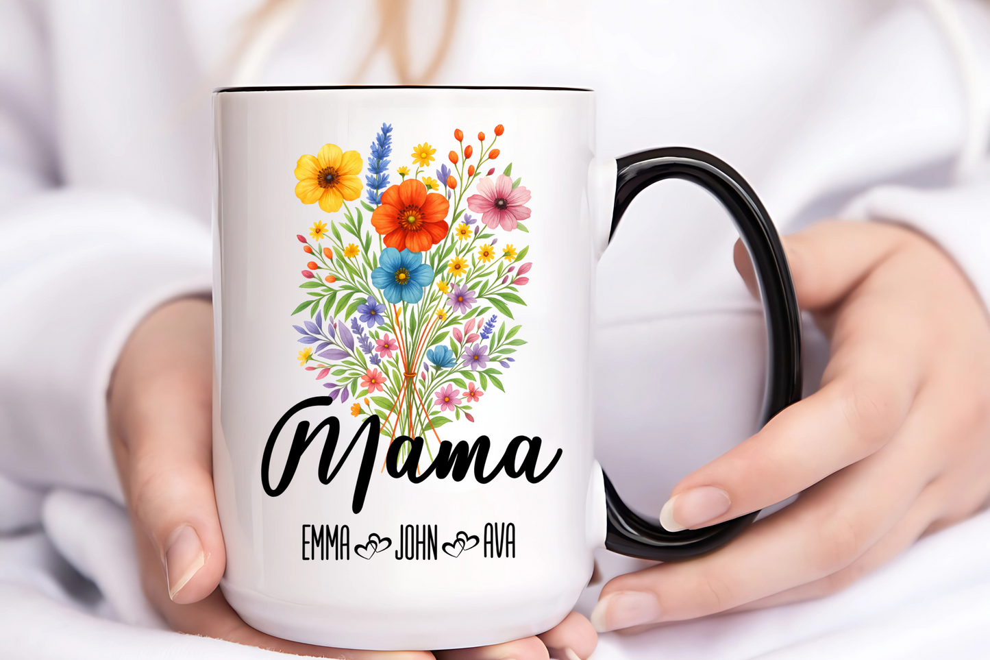 Mama Mug 11oz 15oz Custom Coffee Cup Gift for Mom New Mom Mothers Day Present from Kids Personalized Ceramic Mug for Her Daily Use