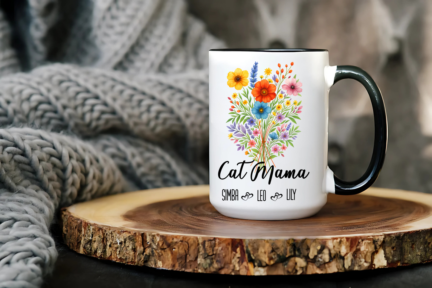 Cat Mama Mug 11oz 15oz Custom Coffee Cup Gift for Cat Lovers Pet Owner Mug for Women Personalized Ceramic Mug for Cat Mom