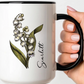 May Birth Flower Lily Mug 11oz 15oz Personalized Floral Coffee Cup Birthday Gift for Her Custom Ceramic Flower Name Mug