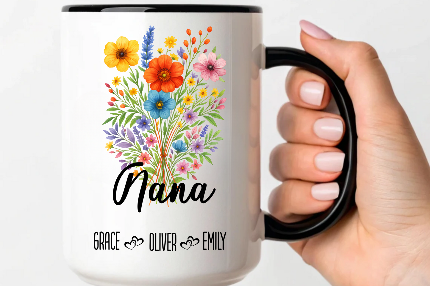 Nana Mug 11oz 15oz Custom Coffee Cup Gift for Grandma Birthday or Mothers Day Personalized Ceramic Mug for Her from Grandkids