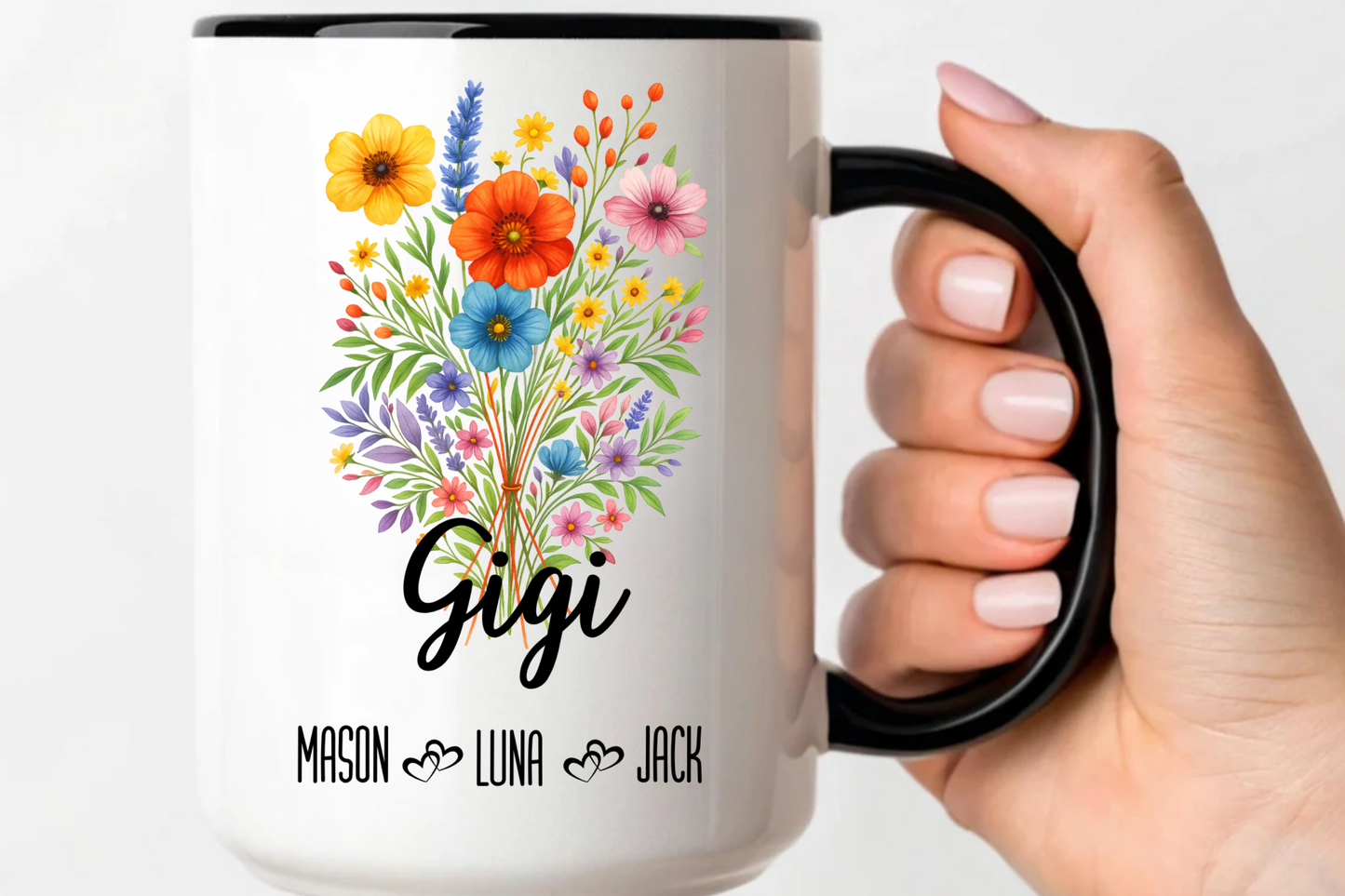 Gigi Mug 11oz 15oz Custom Coffee Cup Gift for Grandma Birthday or Mothers Day Personalized Ceramic Mug for Her from Grandkids