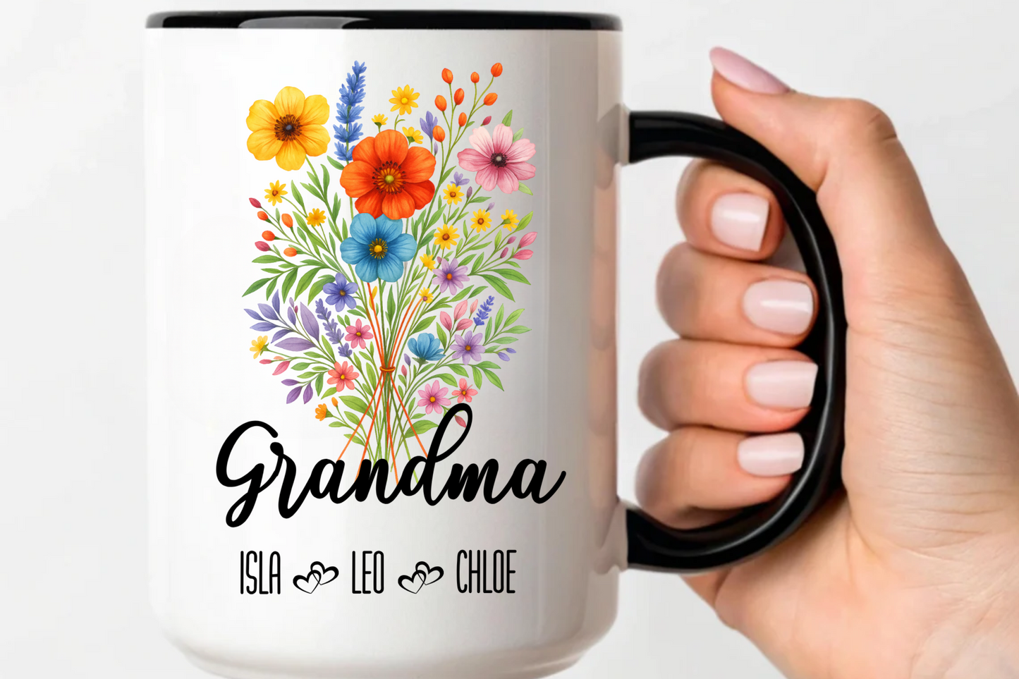 Grandma Mug 11oz 15oz Custom Coffee Cup Gift for Grandma Birthday or Mothers Day Personalized Ceramic Mug for Her from Grandkids