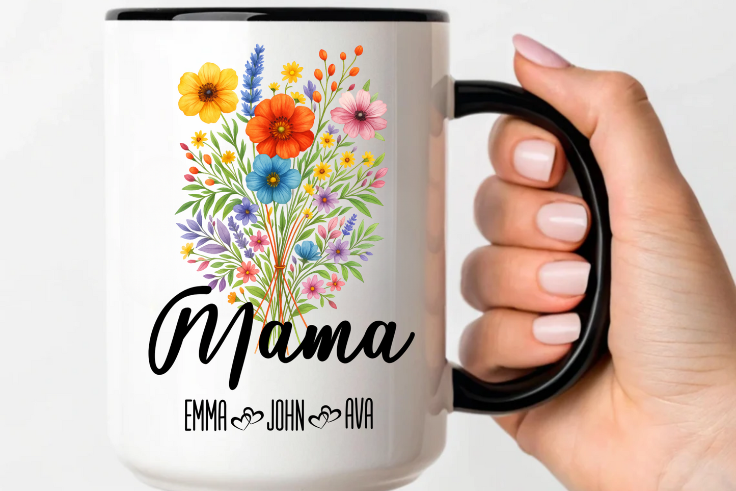 Mama Mug 11oz 15oz Custom Coffee Cup Gift for Mom New Mom Mothers Day Present from Kids Personalized Ceramic Mug for Her Daily Use