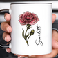 January Birth Flower Carnation Mug 11oz 15oz Personalized Floral Coffee Cup Birthday Gift for Her Ceramic Flower Name Custom Mug