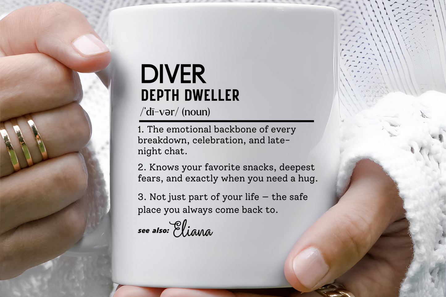 Diver Dictionary Mug, Funny Depth Dweller Coffee Cup, Custom Ocean Lover Mug Gift, Colorful Mugs (11oz, 15oz), Scuba Diver Gift