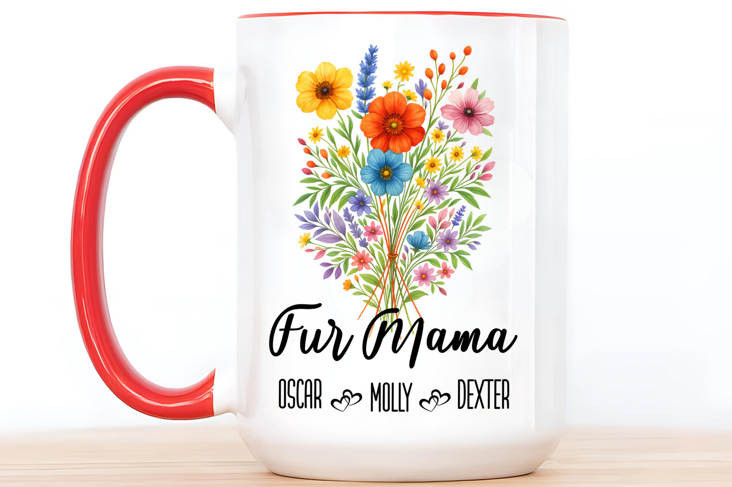 Fur Mama Mug 11oz 15oz Custom Coffee Cup Gift for Pet Lovers Cat or Dog Mom Personalized Ceramic Mug for Animal Owner