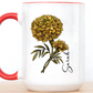 October Birth Flower Marigold Mug 11oz 15oz Personalized Floral Coffee Cup Birthday Gift for Her Custom Ceramic Autumn Flower Mug