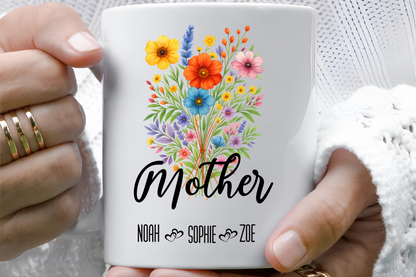 Mother Mug 11oz 15oz Custom Coffee Cup Gift for Mom Birthday Present or Mothers Day Personalized Ceramic Mug for Her Daily Use