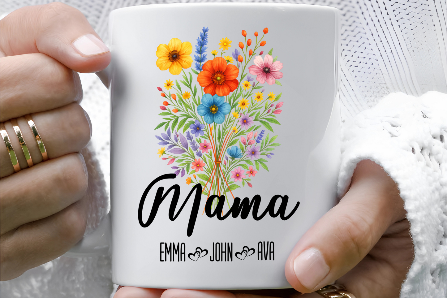 Mama Mug 11oz 15oz Custom Coffee Cup Gift for Mom New Mom Mothers Day Present from Kids Personalized Ceramic Mug for Her Daily Use