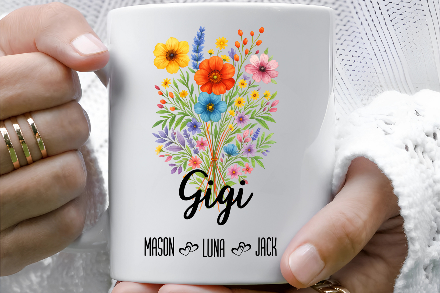 Gigi Mug 11oz 15oz Custom Coffee Cup Gift for Grandma Birthday or Mothers Day Personalized Ceramic Mug for Her from Grandkids