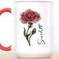 January Birth Flower Carnation Mug 11oz 15oz Personalized Floral Coffee Cup Birthday Gift for Her Ceramic Flower Name Custom Mug