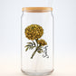 Sipper Glass, 16oz - Marigold October Birth Flower Drinkware, Floral Design, Birthday Gift, Home Decor, Gift for Her, Botanical Glassware