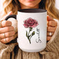 January Birth Flower Carnation Mug 11oz 15oz Personalized Floral Coffee Cup Birthday Gift for Her Ceramic Flower Name Custom Mug