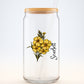 Sipper Glass, February Primrose Floral Mug, 16oz, Gift for February Birthdays, Floral Print Tea Cup, Botanical Glass, Birthday Gift for Her