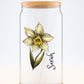 December Birth Flower Sipper, Narcissus Floral Glass, Personalized December Gift, Monthly Flower Sipper, Winter Birthday Cup, 16oz Glass