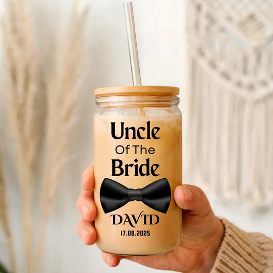 Uncle of the Bride Sipper, Personalized Wedding Gift, Bride Uncle Gift, Custom Wedding Keepsake, Family Celebration Cup, 16oz Glass