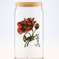 Sipper Glass, August Birth Flower, Poppy Floral Design, 16oz Drinkware, Birthday Gift, Coffee Mug, Tea Cup, Home Decor, Kitchenware